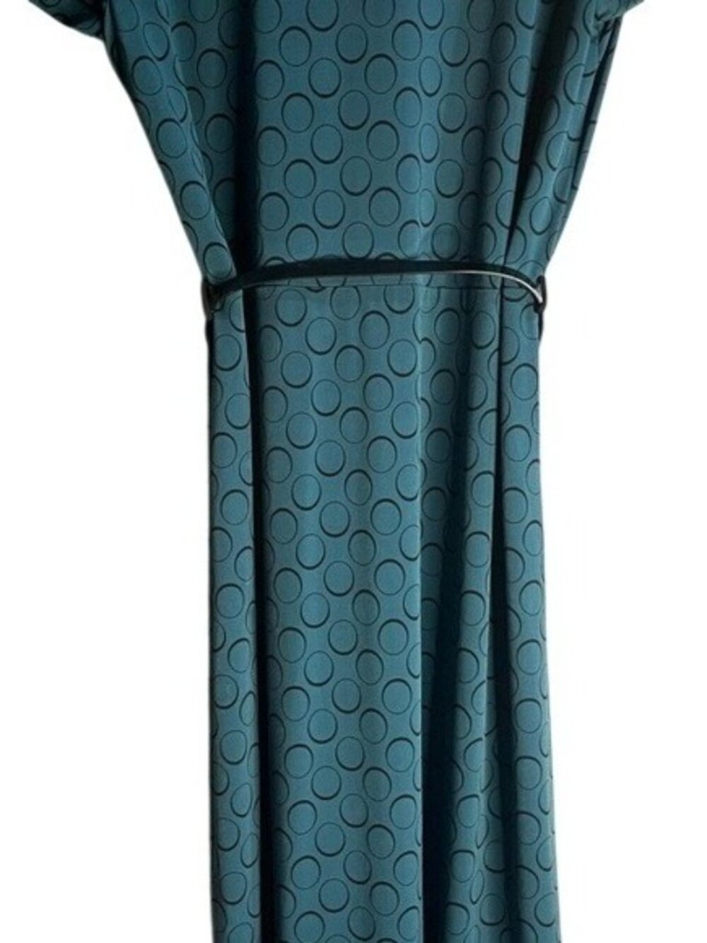 APT 9 Vintage Teal Shirt Polka Dot Midi Shirt Belt Waist Dress Button Front PM - Picture 12 of 16